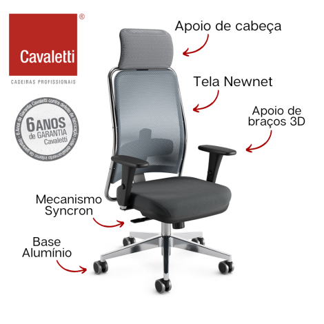 Cavaletti NewNet - Presidente Giratória / Syncron / Braço 3D / Base Alumínio